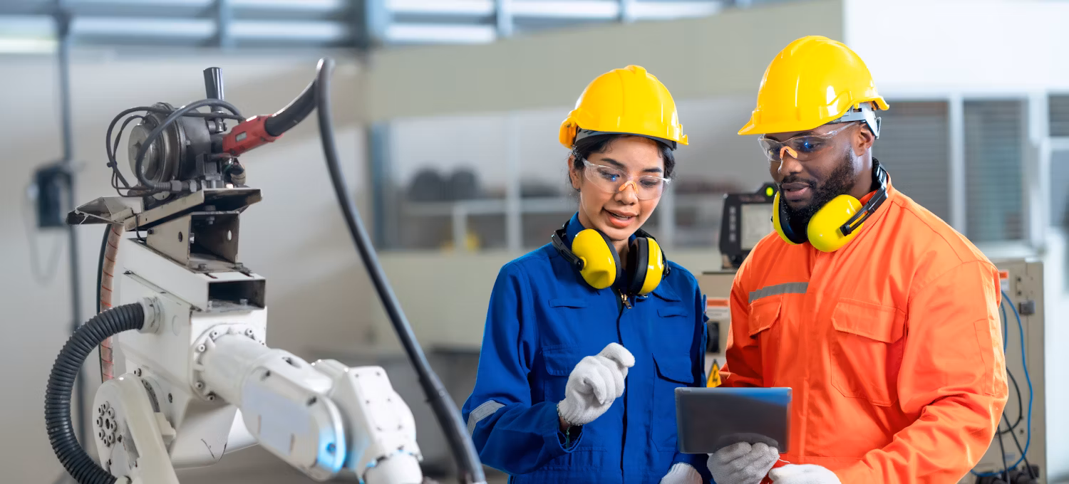 Occupational hygiene professional evaluating workstation ergonomics during W506 training.
